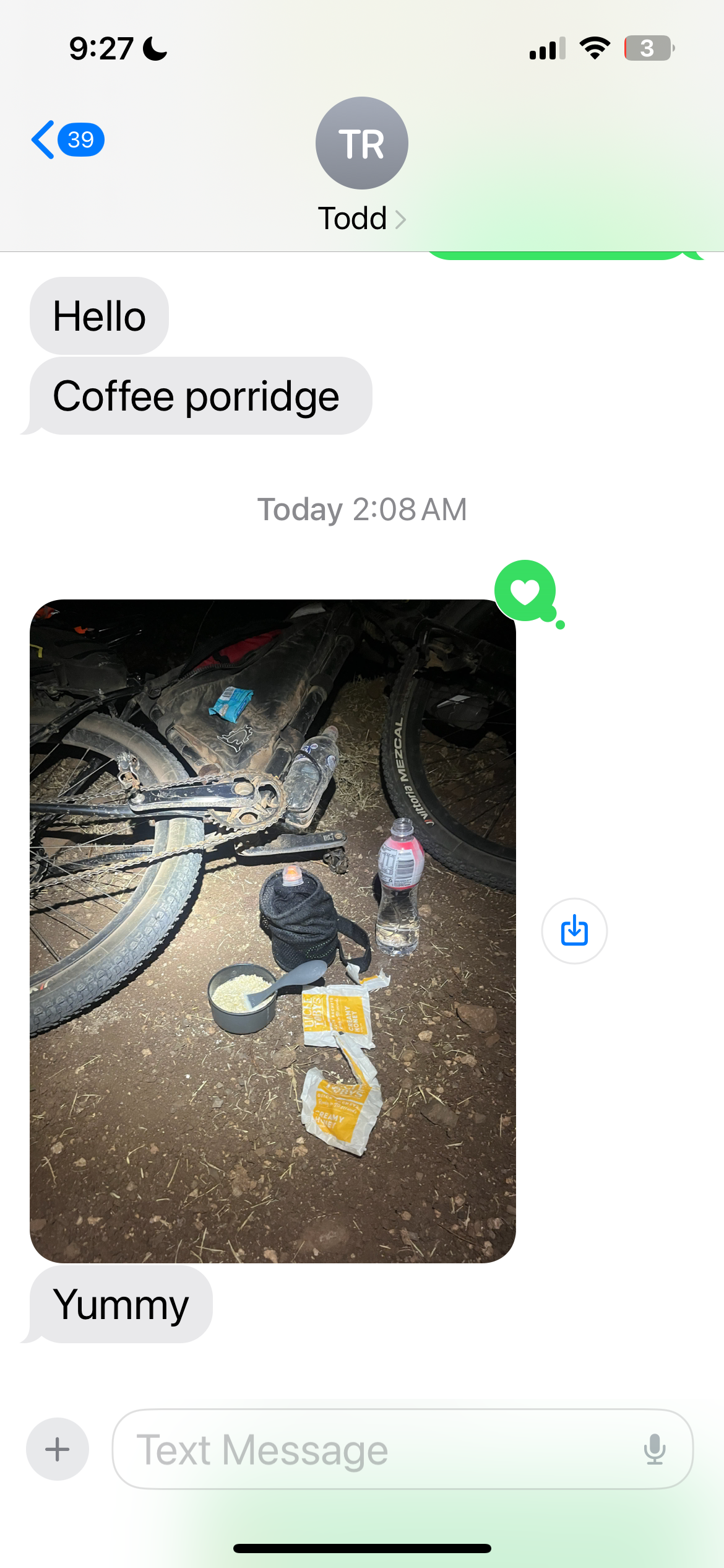 Missed Text at 2am last night
